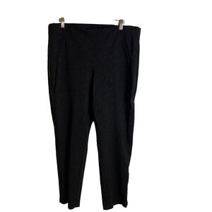 Chicos Pull-On Pants Sz 3 (XL) Black Jaquard Cheetah Tuxedo Stripe Stretch Knit